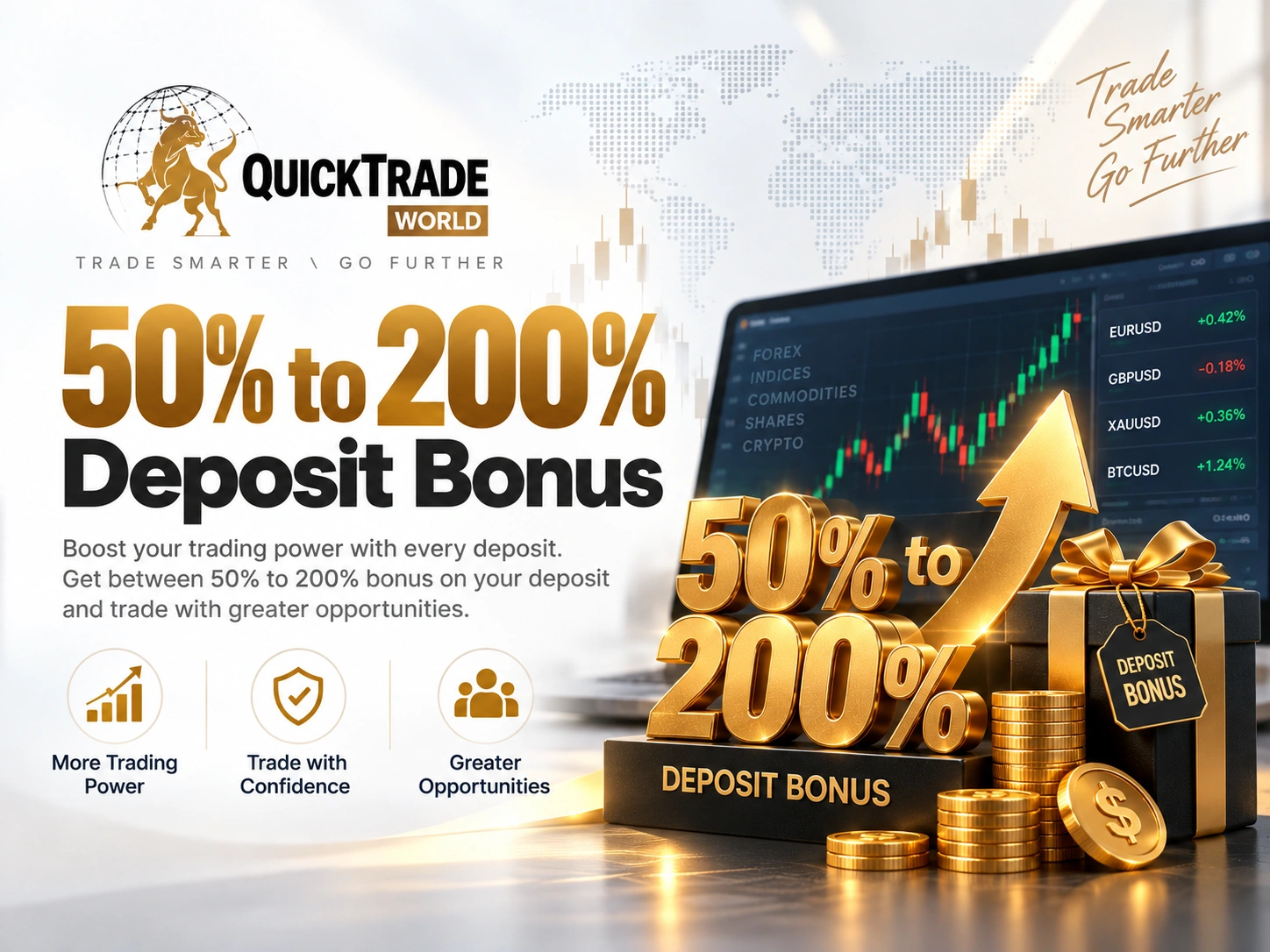 QuickTrade 50% to 200% Deposit Bonus